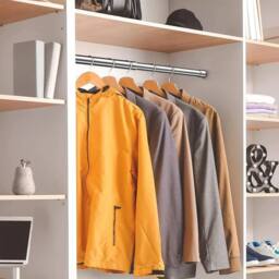 VOGREX 80-150cm Adjustable Stainless Steel Wardrobe Rail UK in Silver - thumbnail 3