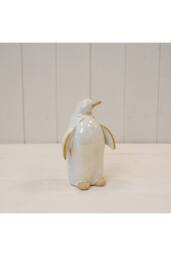 KDMD Large Stone Glazed Ceramic Penguin Ornament in White - thumbnail 1