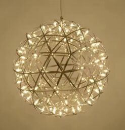 CGC Lighting 'Fawkes' Natural White Chrome Silver Firework / Starburst Chandelier 120cm in Metallic Silver