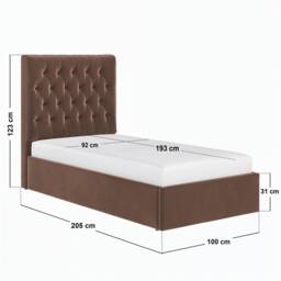 Flair Milan Velvet Single Ottoman Bed in Brown - thumbnail 6