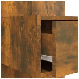 Berkfield Home Bed Headboard with Cabinets Smoked Oak Engineered Wood in Brown - thumbnail 6