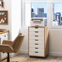 Costway Modern 7-Drawer Chest Mobile Lateral Filing Cabinet Home Office Storage Cabinet - thumbnail 4