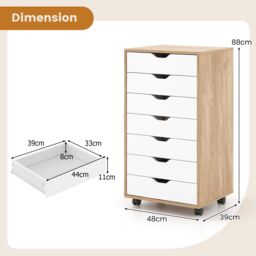 Costway Modern 7-Drawer Chest Mobile Lateral Filing Cabinet Home Office Storage Cabinet - thumbnail 3
