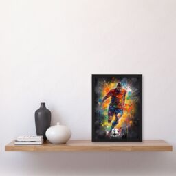 Artery8 Wall Art Print Football Striker Colourful Artwork Boys Bedroom Gift For Him Fan Man Cave Art Framed - Size: A4 - thumbnail 4