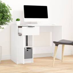 Berkfield Home Desk White 100x50x75 cm Engineered Wood - Size: 100 x 50 x 75 cm - thumbnail 2