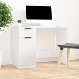 Berkfield Home Desk White 100x50x75 cm Engineered Wood - Size: 100 x 50 x 75 cm - thumbnail 3
