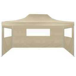Berkfield Home Foldable Tent with 3 Walls 3x4.5 m Cream in Beige - thumbnail 2