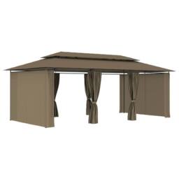Berkfield Home Gazebo with Curtains 600x298x270 cm Taupe 180 g/m ² in Stone - Size: 600 x 298 x 270 cm - thumbnail 3