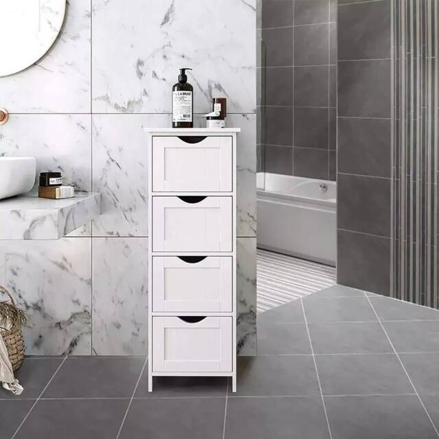Kelvenix White 4-Drawer Free Standing Bathroom Storage Cabinet - image 1