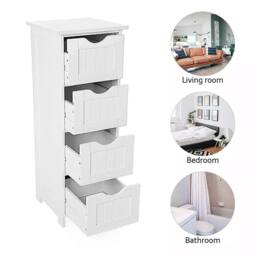 Kelvenix White 4-Drawer Free Standing Bathroom Storage Cabinet - thumbnail 4