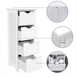 Kelvenix White 4-Drawer Free Standing Bathroom Storage Cabinet - thumbnail 3