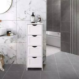 Kelvenix White 4-Drawer Free Standing Bathroom Storage Cabinet