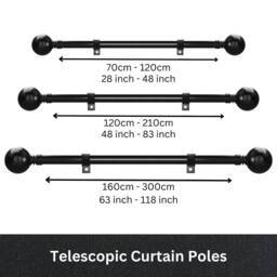 Blinds Outlet Metal extendable curtain pole in White - Size: 220 cm - thumbnail 2