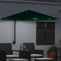 Berkfield Home Wall-mounted Garden Parasol with LEDs Green 248 cm - thumbnail 3
