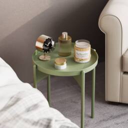 CALICOSY End Table With Round Metal Top, 57 Cm High - COLE in Light Green - thumbnail 4