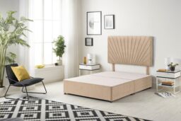 Somnior Platinum Ortho Sprung Memory Foam Mattress with Divan Bed with Headboard Plush Fabric in Beige - Size: Small Single - thumbnail 3