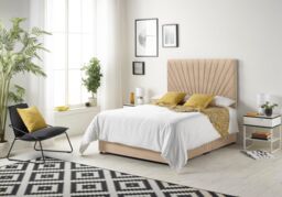 Somnior Platinum Ortho Sprung Memory Foam Mattress with Divan Bed with Headboard Plush Fabric in Beige - Size: Small Single - thumbnail 2