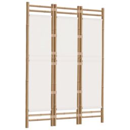 Berkfield Home Folding 3-Panel Room Divider 120 cm Bamboo & Canvas in Beige - thumbnail 3