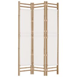 Berkfield Home Folding 3-Panel Room Divider 120 cm Bamboo & Canvas in Beige - thumbnail 5