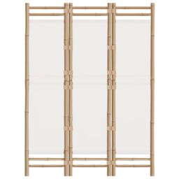 Berkfield Home Folding 3-Panel Room Divider 120 cm Bamboo & Canvas in Beige - thumbnail 4