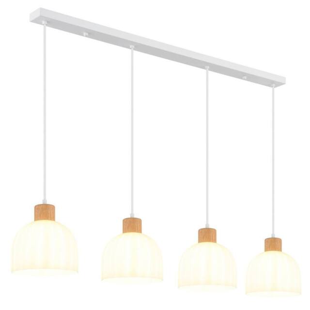 Netlighting Swanson Bar Pendant Ceiling Light Matt White Glass Opal Shades 4x E27 - image 1
