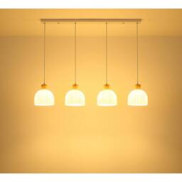 Netlighting Swanson Bar Pendant Ceiling Light Matt White Glass Opal Shades 4x E27 - thumbnail 5