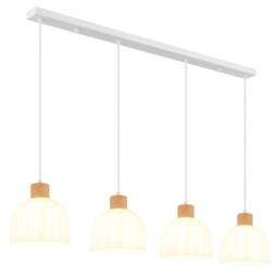 Netlighting Swanson Bar Pendant Ceiling Light Matt White Glass Opal Shades 4x E27 - thumbnail 1