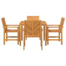 Berkfield Home 4 Piece Garden Dining Set Solid Wood Acacia in Brown - thumbnail 7