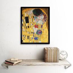 "Wee Blue Coo Gustav Klimt The Kiss Home Decor 12x16"" Framed Art Print in Yellow - Size: W12"" x H16""" - thumbnail 2