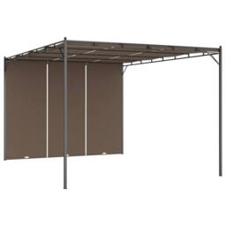 Berkfield Home Garden Gazebo with Side Curtain 4x3x2.25 m Taupe - thumbnail 1