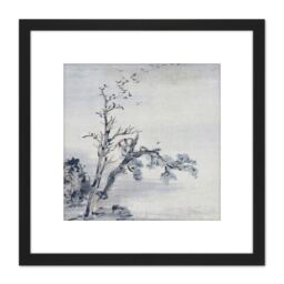 Artery8 Gao Qipei Trees Painting 8X8 Inch Square Wooden Framed Wall Art Print Picture with Mount in Black - thumbnail 1