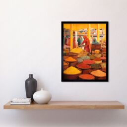 "Artery8 Wall Art Print The Spice Market Asian Herbs & Spices Colourful Kitchen Artwork Art Framed in Black - Size: W12"" x H16""" - thumbnail 2