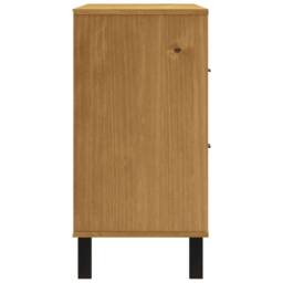 Berkfield Home Sideboard with Glass Door FLAM 110x40x80 cm Solid Wood Pine in Brown - Size: 110 x 40 x 80 cm - thumbnail 6