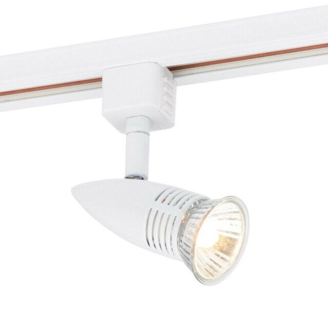 Loops Adjustable Ceiling Track Spotlight Gloss White Single 7W GU10 Lamp Downlight - image 1