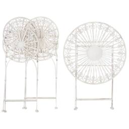 Wyld and Coco White Iron Foldable Bistro Set - Round Table and 2 Chairs - thumbnail 8