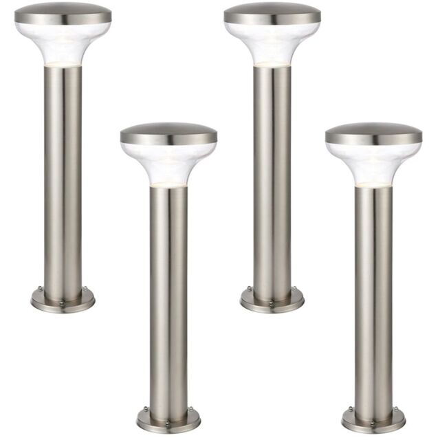 Loops 4 PACK Outdoor Post Bollard Light Marine Steel 0.5m LED Garden Driveway Path in Metallics - image 1