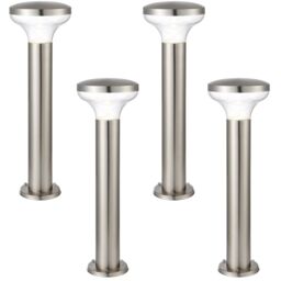 Loops 4 PACK Outdoor Post Bollard Light Marine Steel 0.5m LED Garden Driveway Path in Metallics