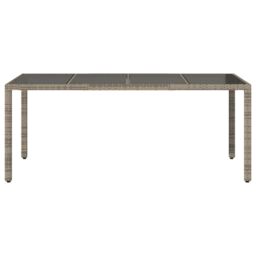 Berkfield Home Garden Table with Glass Top Grey 190x90x75 cm Poly Rattan - Size: 190 x 90 x 75 cm - thumbnail 4