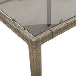 Berkfield Home Garden Table with Glass Top Grey 190x90x75 cm Poly Rattan - Size: 190 x 90 x 75 cm - thumbnail 8