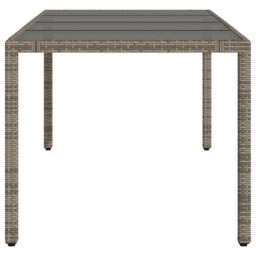 Berkfield Home Garden Table with Glass Top Grey 190x90x75 cm Poly Rattan - Size: 190 x 90 x 75 cm - thumbnail 5