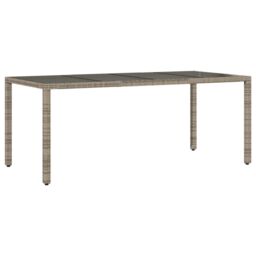 Berkfield Home Garden Table with Glass Top Grey 190x90x75 cm Poly Rattan - Size: 190 x 90 x 75 cm - thumbnail 6
