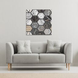 Benjamin Tate Design Hexagon marble (Canvas Print) / 101 x 101 x 4cm in Natural - Size: 101 x 101 x 4 cm - thumbnail 1