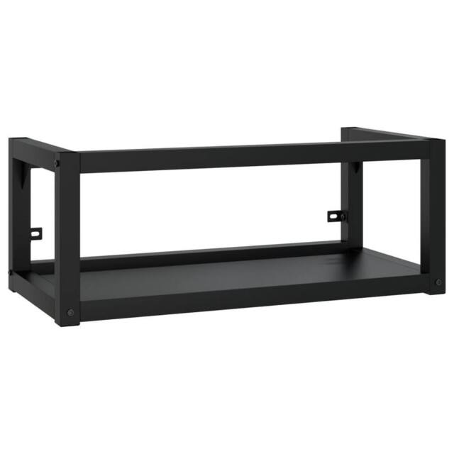 Berkfield Home Elegant Bathroom Washbasin Frame with Built-in Basin Black Iron - image 1