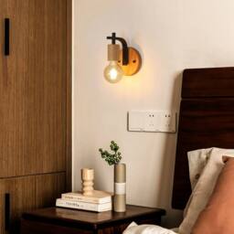 Pheashine Stylish Wall Light 2-Pack E27 Wood & Metal Sconce With Light Bulb in Brown - thumbnail 7