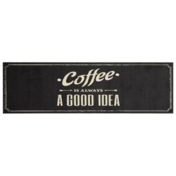 Berkfield Home Kitchen Rug Washable Coffee Text 45x150 cm Velvet in Black - thumbnail 3