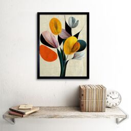 "Artery8 Wall Art Print Summer Flowers Floral Bouquet Bold Abstract Boho Art Framed in Black - Size: W12"" x H16""" - thumbnail 2