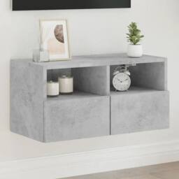 Berkfield Home TV Wall Cabinet Concrete Grey 60x30x30 cm Engineered Wood - Size: 60 x 30 x 30 cm - thumbnail 2