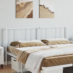Berkfield Home Metal Headboard White 200 cm - thumbnail 3