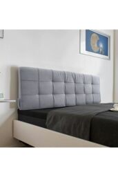 Living and Home Soft Headboard pillow Cushion with Removable Cover in Light Grey - thumbnail 4