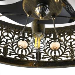 NIVOR 50cm Caged Vintage Victorian Rustic Crystal Ceiling Fans with Lights in Bronze - thumbnail 4